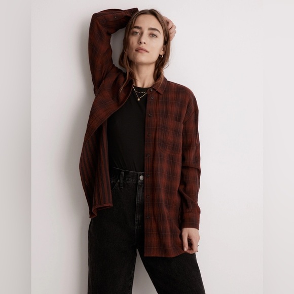 NWT - Madewell Oversized Flannel Button-Down Shirt - Size S - Picture 1 of 5